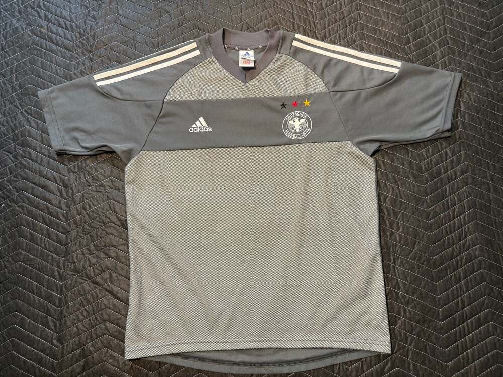 Vintage 2002-2004 Germany Away Soccer Jersey Climalite Grey Men's Size Medium